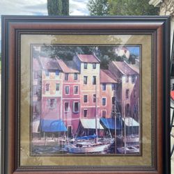 42x42 Beautiful Portofino Waterfront Print By Michael O’Toole Custom Matting 