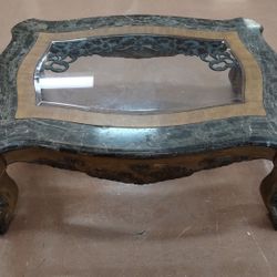 Marble Wooden Glass Iron & Marble Coffee Table 