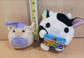 Squishmallows Cow Bag Clip & Snackles Cow Plush