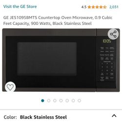 GE Smart Countertop Oven Microwave, 0.9 Cubic Feet Capacity, 900 Watts, Black Stainless Steel