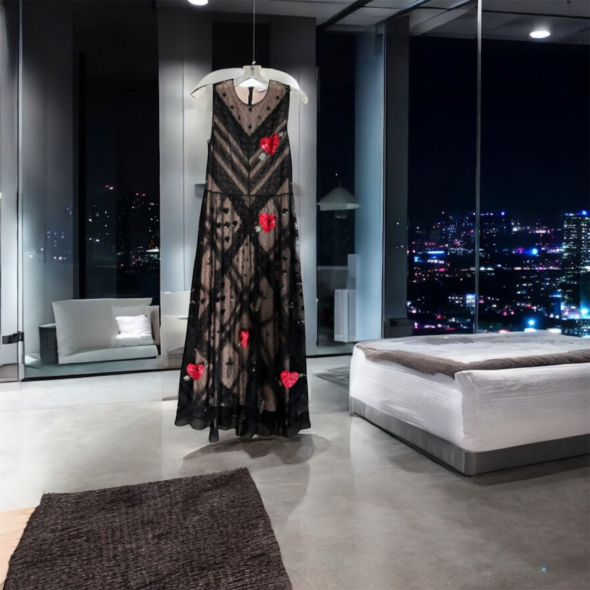 Red Valentino Holiday/ Party/ Fashion/ Luxury Black Dress 