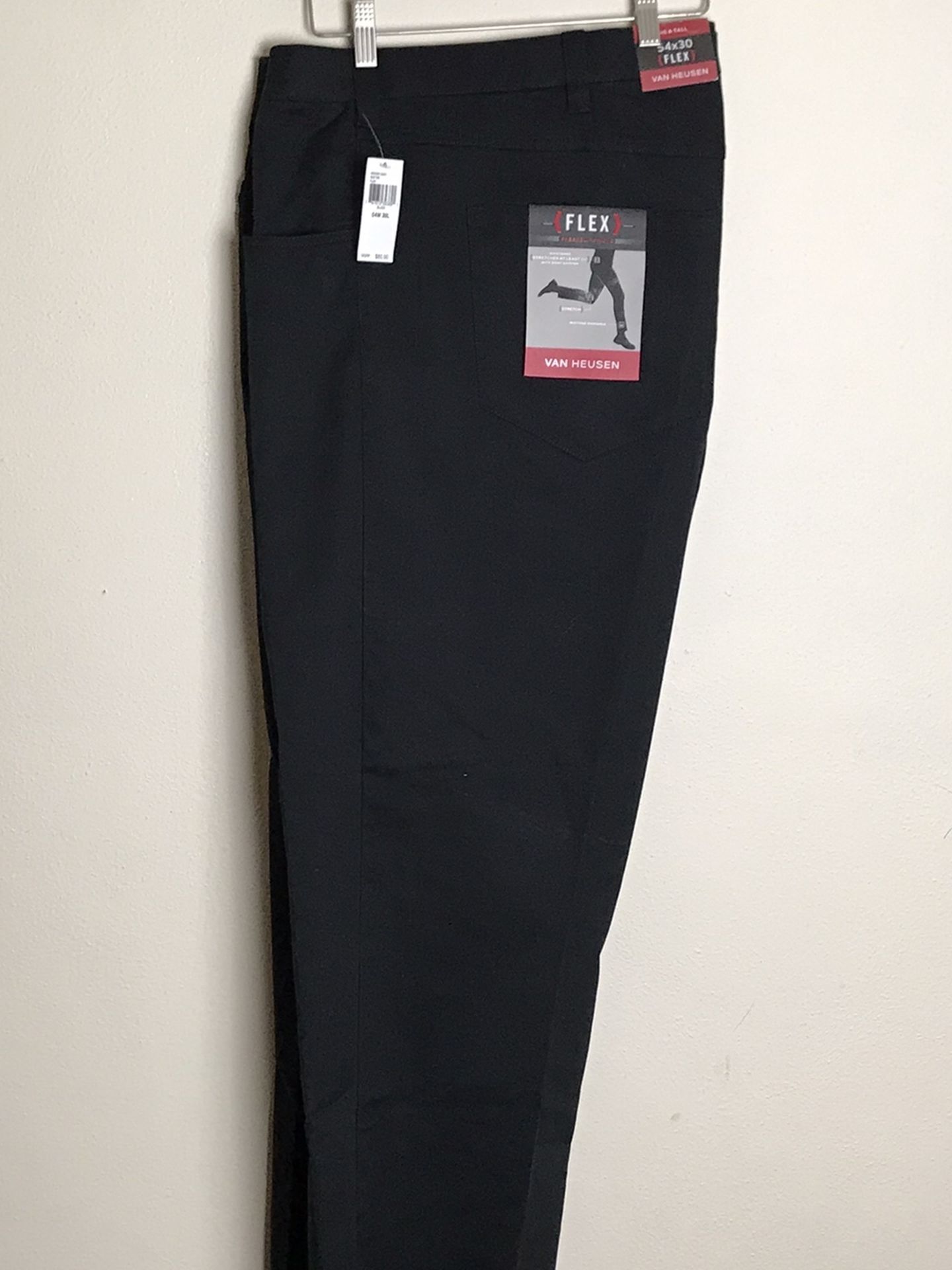 Men's Dress Black Pants by Van Heusen Flex3 Comfort Size 54 X 30MSRP $80 New with tags