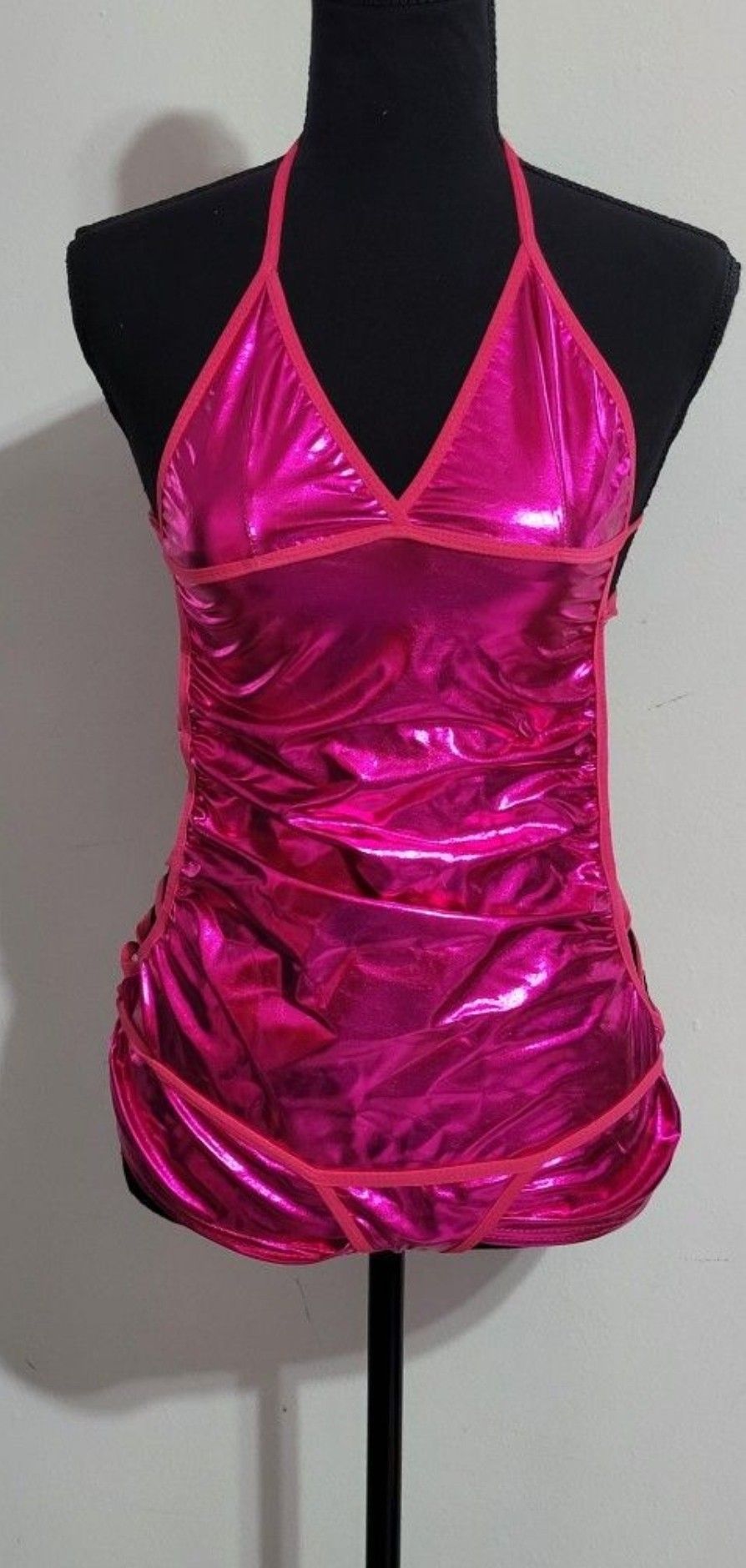 Women 2 Piece Bikini Pink Metallic Small Bathing Suit . Super Hot 🔥