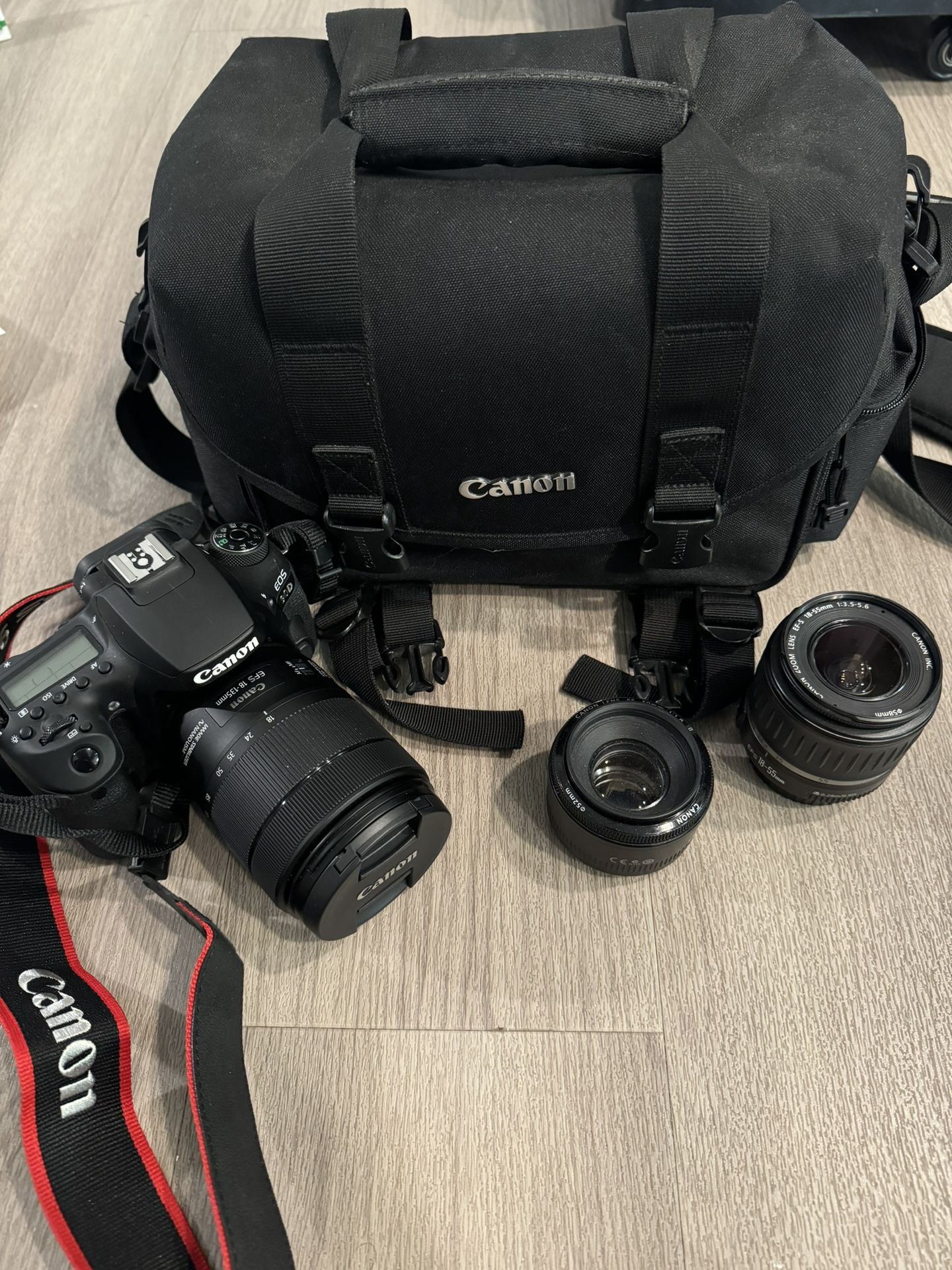Canon EOS 90D + Canon EFS 18-135mm lens + Canon 18-55mm lens + Canon 50mm lens + canon camera bag