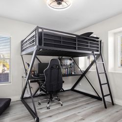 KIDS FULLSIZE LOFT BED WITH DESK UNDERNEATH EXCELLENT CONDITION!!