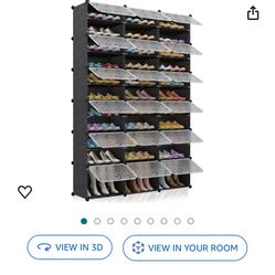 MAGINELS 72-Pairs Shoe Storage Organizer Cabinet, Portable Shoe Rack Organizer with Door, Large DIY Plastic Detachable Shoes Shelves for Entryway, Bed