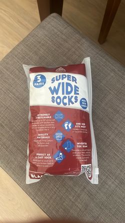 Super Wide Socks (Non-SKID GRIPS!) - 3 pairs!