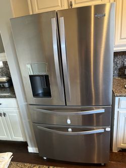 Whirlpool - 26 Cu. Ft. Wide 4 Door Refrigerator with Prep and Store Bins - Stainless Steel