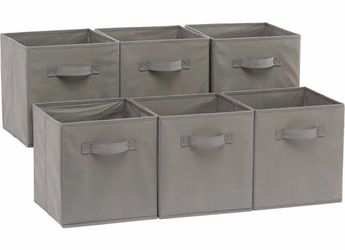 6 Gray Fabric Storage Cubes