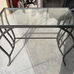 Wrought Iron & Glass Sofa Table Or Tv Table 