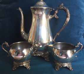 vintage newport gorham silverplate tea pot three piece set