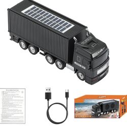 Solar Cool Truck Bluetooth Replica Speaker, Portable Car Bluetooth Speaker with HD Sound, TWS Pairing, FM Radio, USB/TF Playback, LED Party Light, Bui