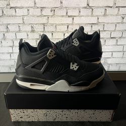 Nike Air Jordan Retro 4 Canvas Black Size 7y / 8.5w