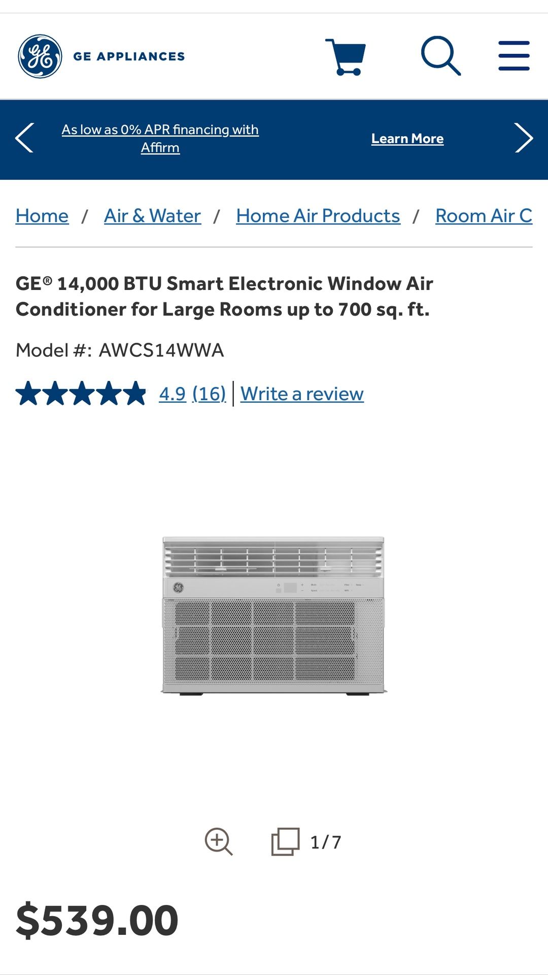 GE APPLIANCES SMARTAIR CONDITIONE