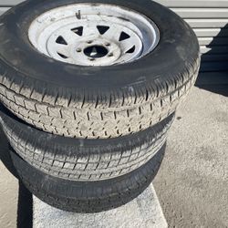 ST 205 /75 D15 Set 4 Tires With Rims For Trailer