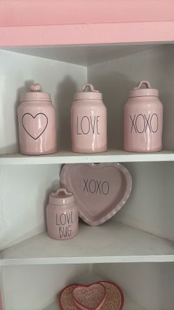 Pink Rae Dunn Canisters