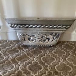 SHELF WOOD SILVER METALLIC DISTRESSED 