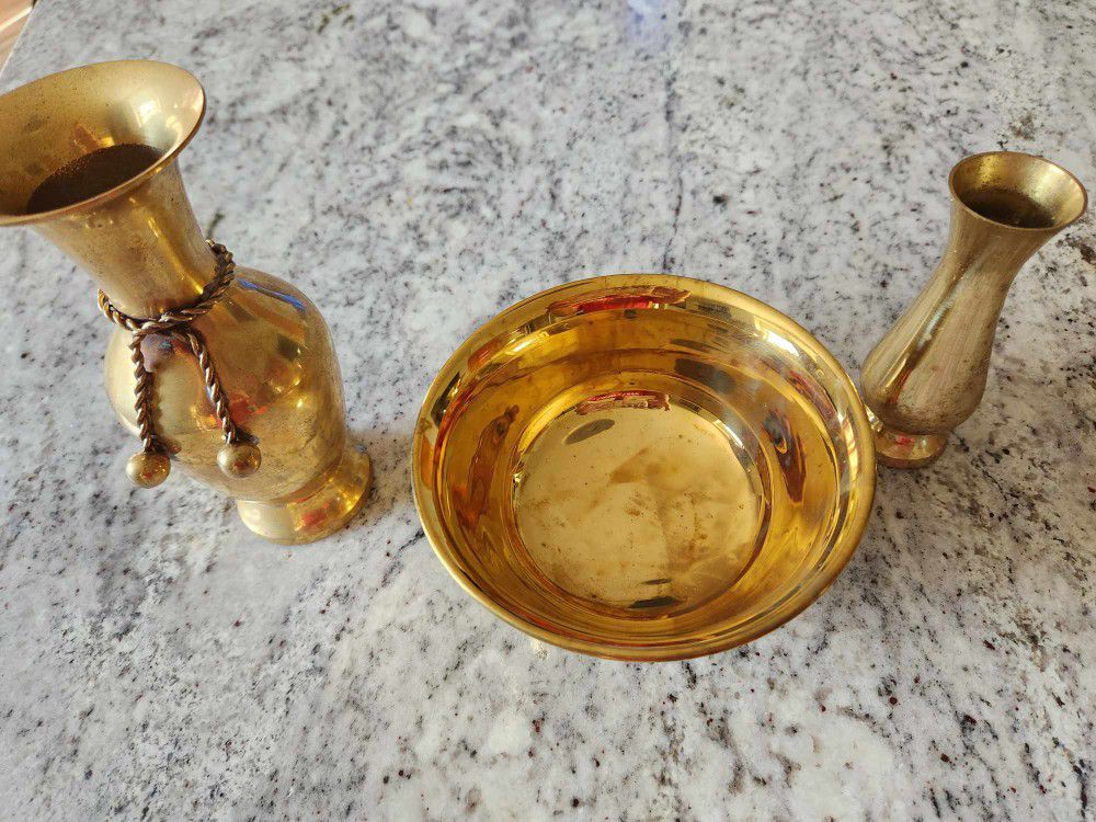 Three Decorative Brass Objects