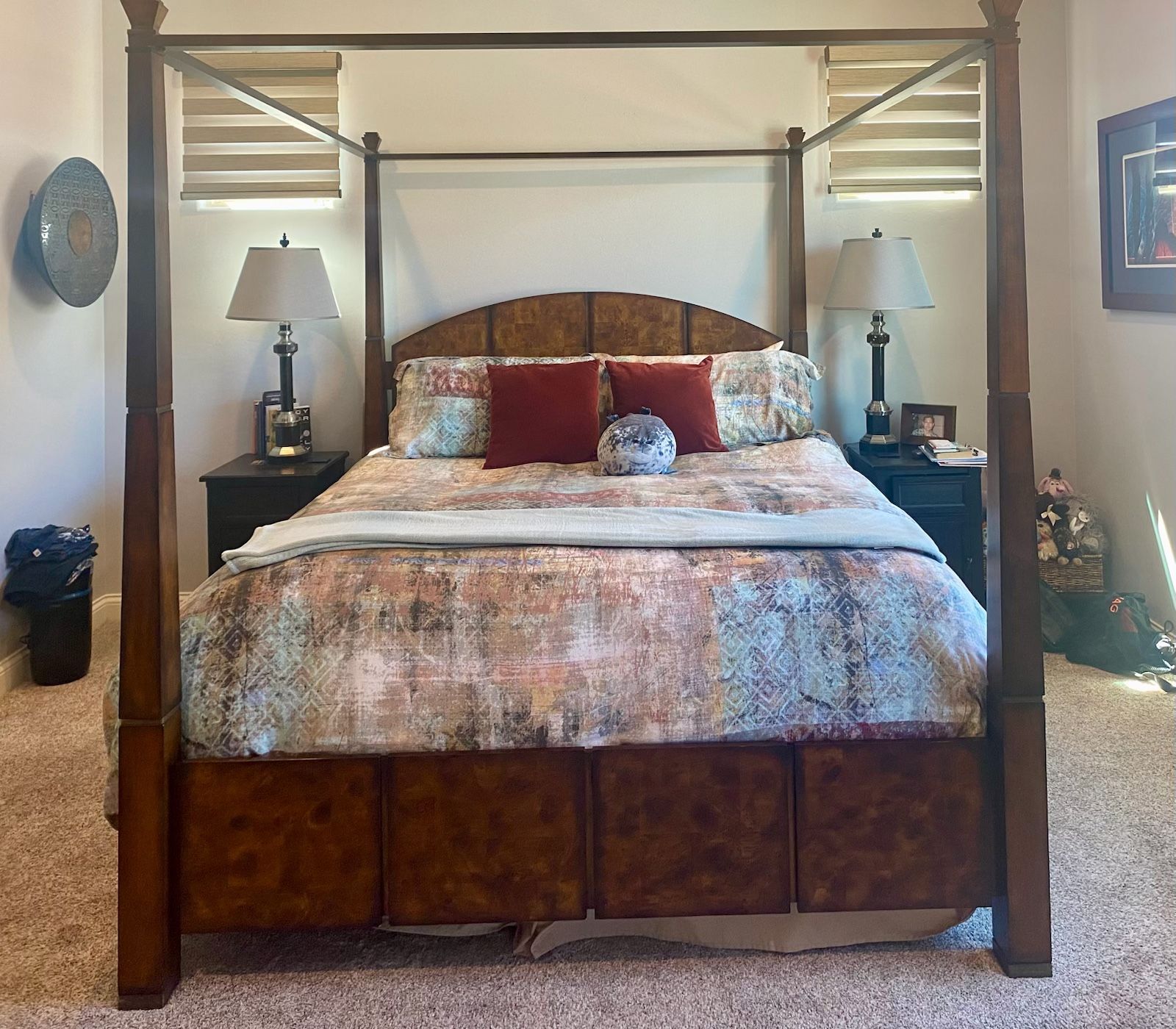 Mahogany King Bed frame and poster/polls