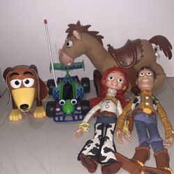 Lot of 5 Toy Story Plush Woody Jessie Bullseye RC Slinky