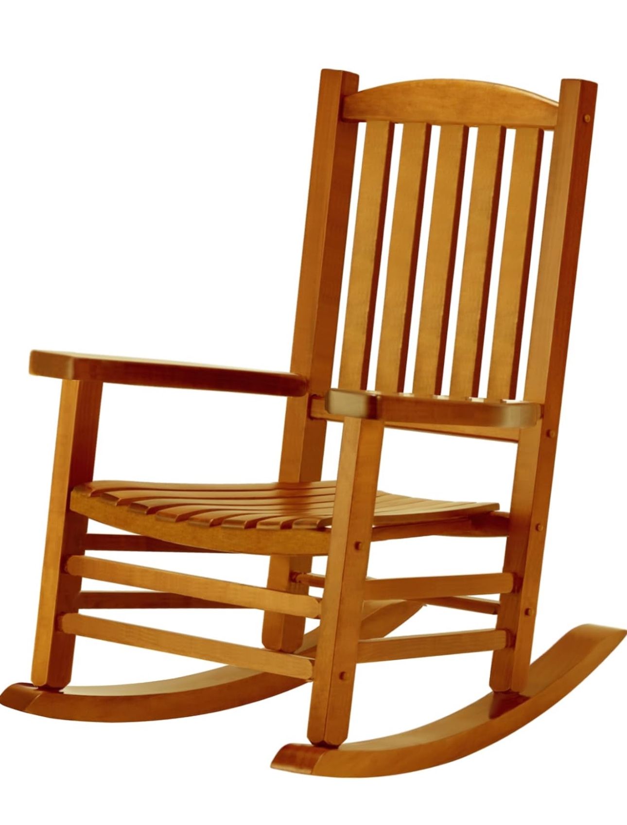 Wooden Oversized Porch Rocker Chair with High Back and Armrest, All Weather Slatted Rocker for Backyard, Garden, 400 lbs Support, Natural