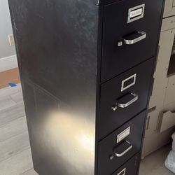 4-Drawer Black Metal Filing Cabinet