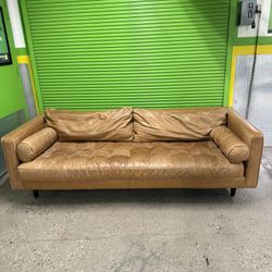 Article Sven 88" Tufted Leather Sofa - Charme Tan -FREE DELIVERY