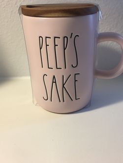 Rae Dunn Pink PEEP’S SAKE Mug with Lid