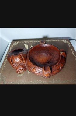 VINTAGE POTTERY ART - ASHTRAY/ PIPE HOLDER 9" - A999