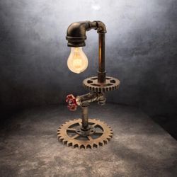 Loft Style Vintage Metal Dimmable Table Lamp, Shawn, Steampunk Industrial