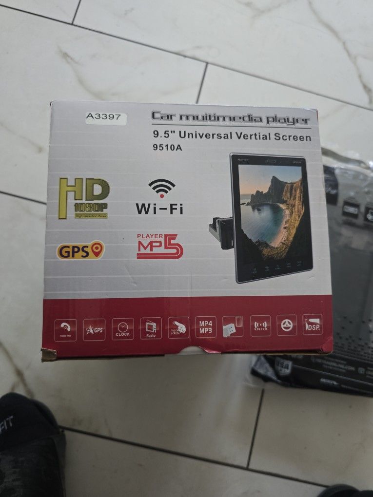 9.5 Universal Vertical Car Audio Screen New With Mounting Kit
