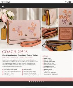 Coach Floral Bow Leather Crossbody Clutch Wallet
