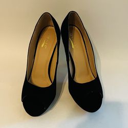 Sexy Heels - 5”  Black Suede - Open Toe 