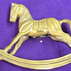 Vintage Solid Brass Rocking Horse Figurine 6" Long 4.5" Tall L3F092