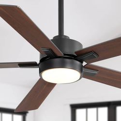 Breezary Charlie 52 in Black Ceiling Fan w/ LED Light & Remote - New