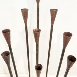 Antique Mid-Century Cast Iron Floor Candelabra Candles Brutalist Harry Bertoia