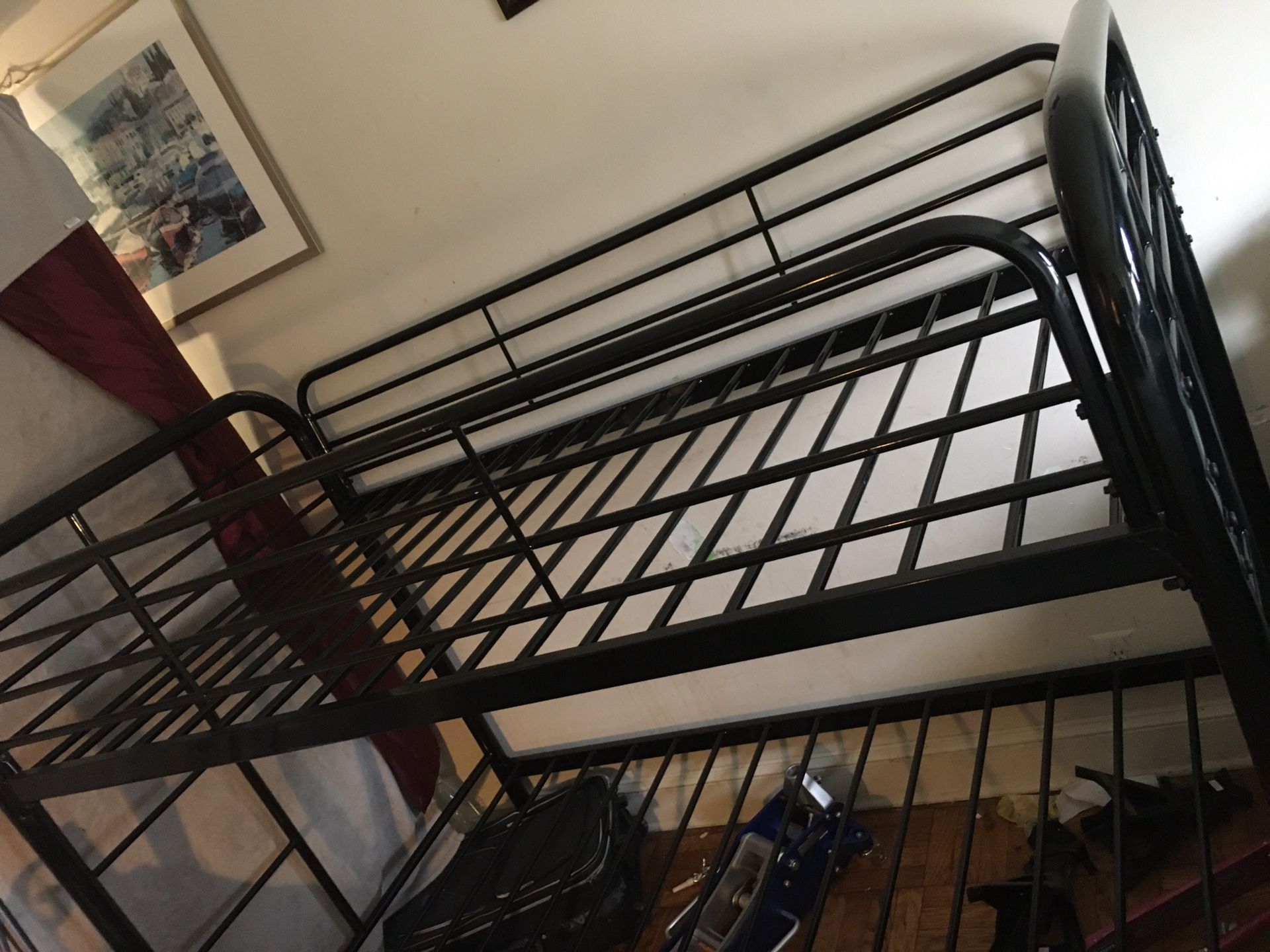 Metal bunk bed black color on sale