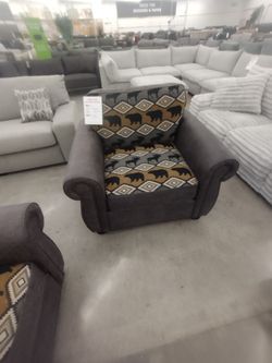 Gray Lodge Look Sofa with Bears, Elk and Fish