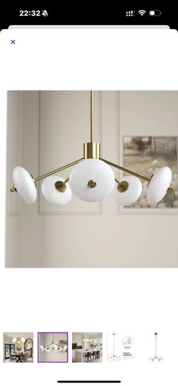 Brand New 5-Light Modern Brass LED Chandelier
