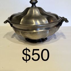 Antique Italian pewter tureen. Only $50.