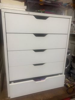 White 5-Drawer Rolling Storage Cabinet