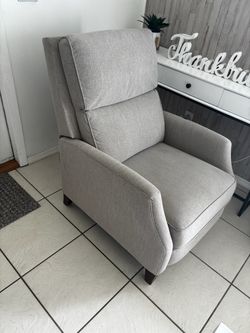 Gray Upholstered Accent Chair with Wood Legs