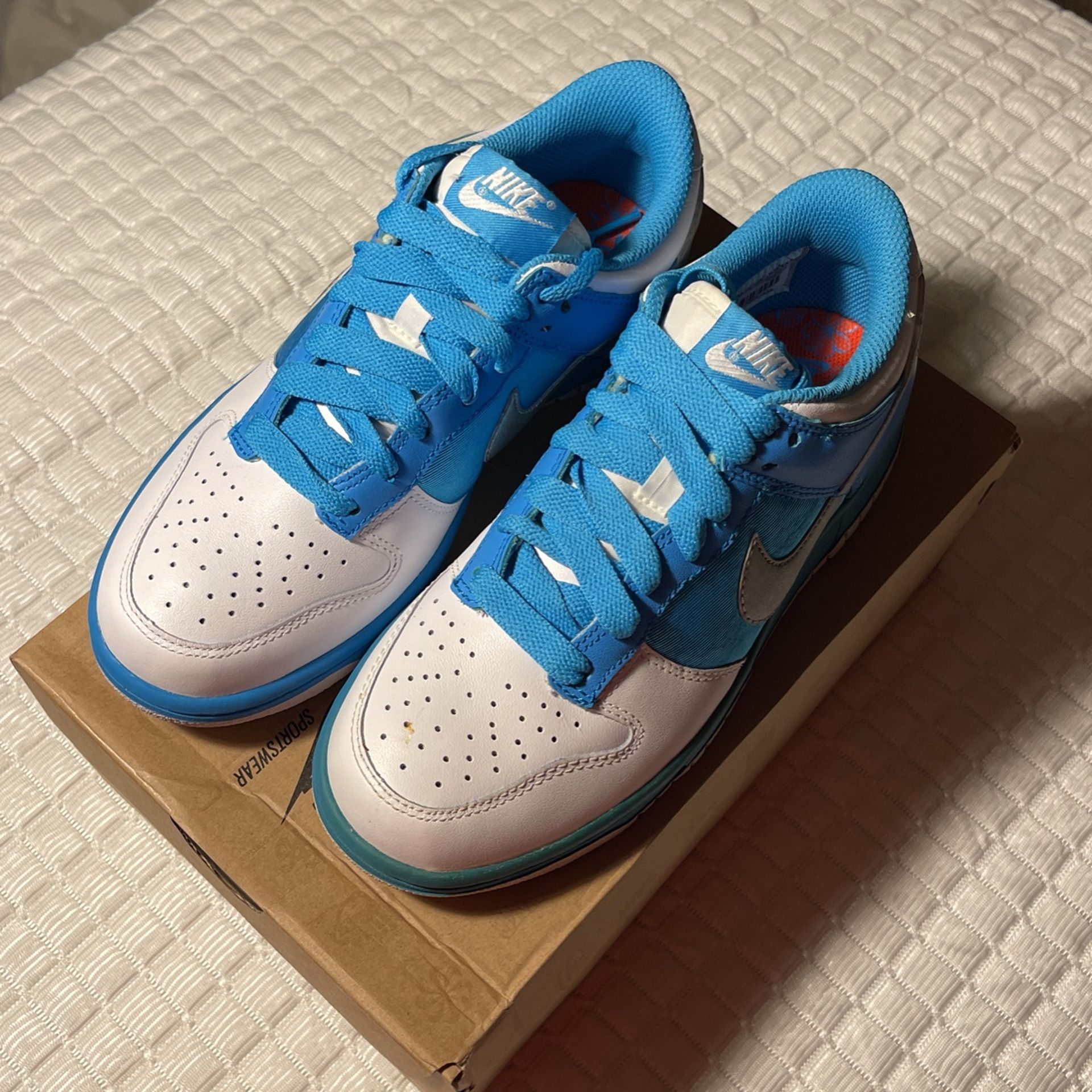 Women’s Silver/Blue Bike Dunks Size 6.5