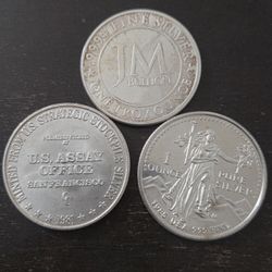 1oz 999 Fine Silver Rounds Coins (Lot of 3)