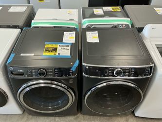 GE 5.0 cu. ft. Washer w/Steam & UltraFresh Vent; GE Profile 7.8 cu. ft. Vented Electric Dryer w/Steam & Sanitize