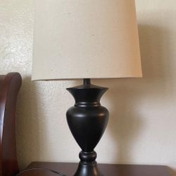 Nightstand Lamp light with beige Lampshade 