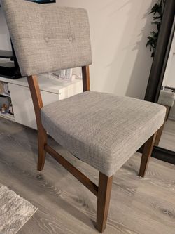 White Dining Table with 3 Upholstered Chairs