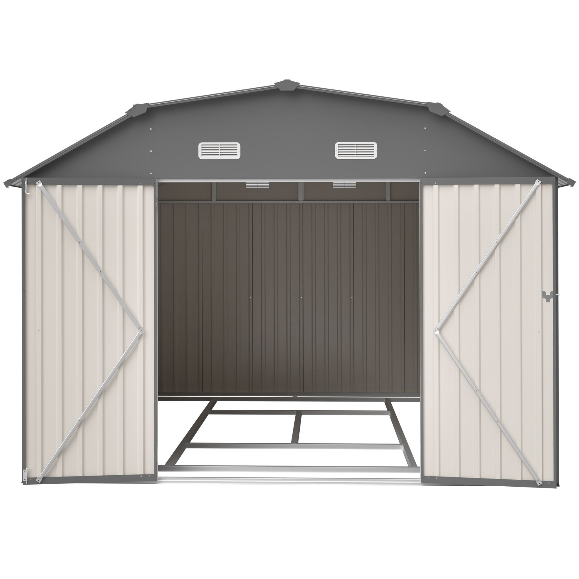 10x12 FT Gray Outdoor Storage Shed, Heavy Duty Rust-Resistant ...