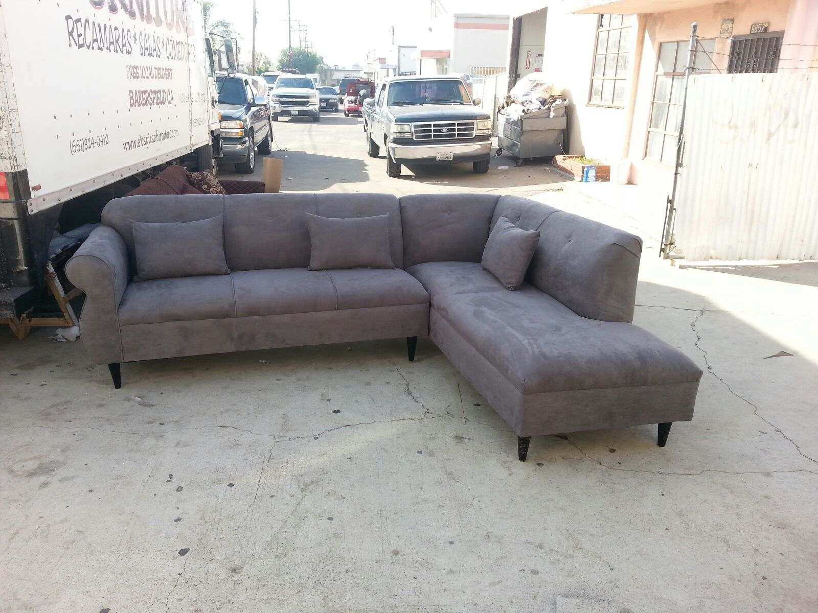 NEW 9X7FT CHARCOAL FABRIC SECTIONAL COUCHES