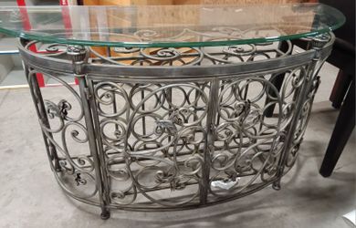 Wrought iron wine bottle buffet/table